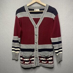 Vintage Montage Womens Acrylic Cardigan Sweater  Striped Size M